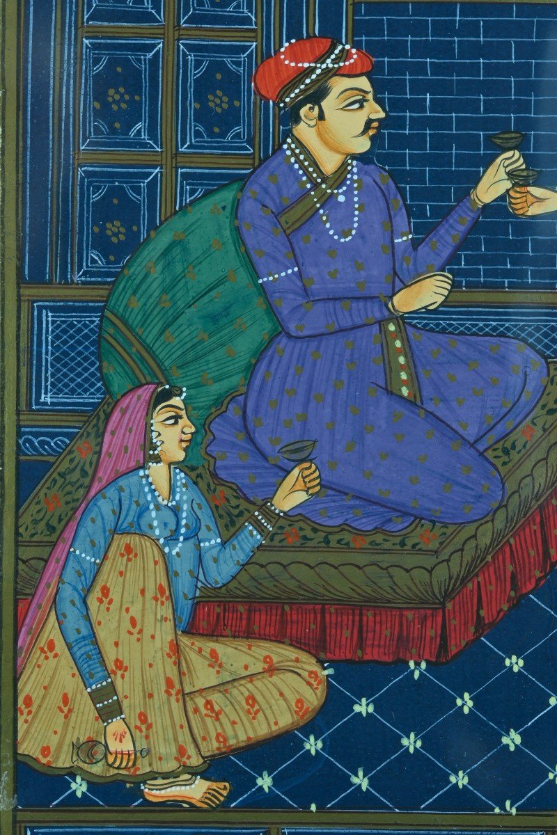 Old Painting The Medical Visit India Urdu Ayurveda Gouache Science Doctor Illumination -photo-4