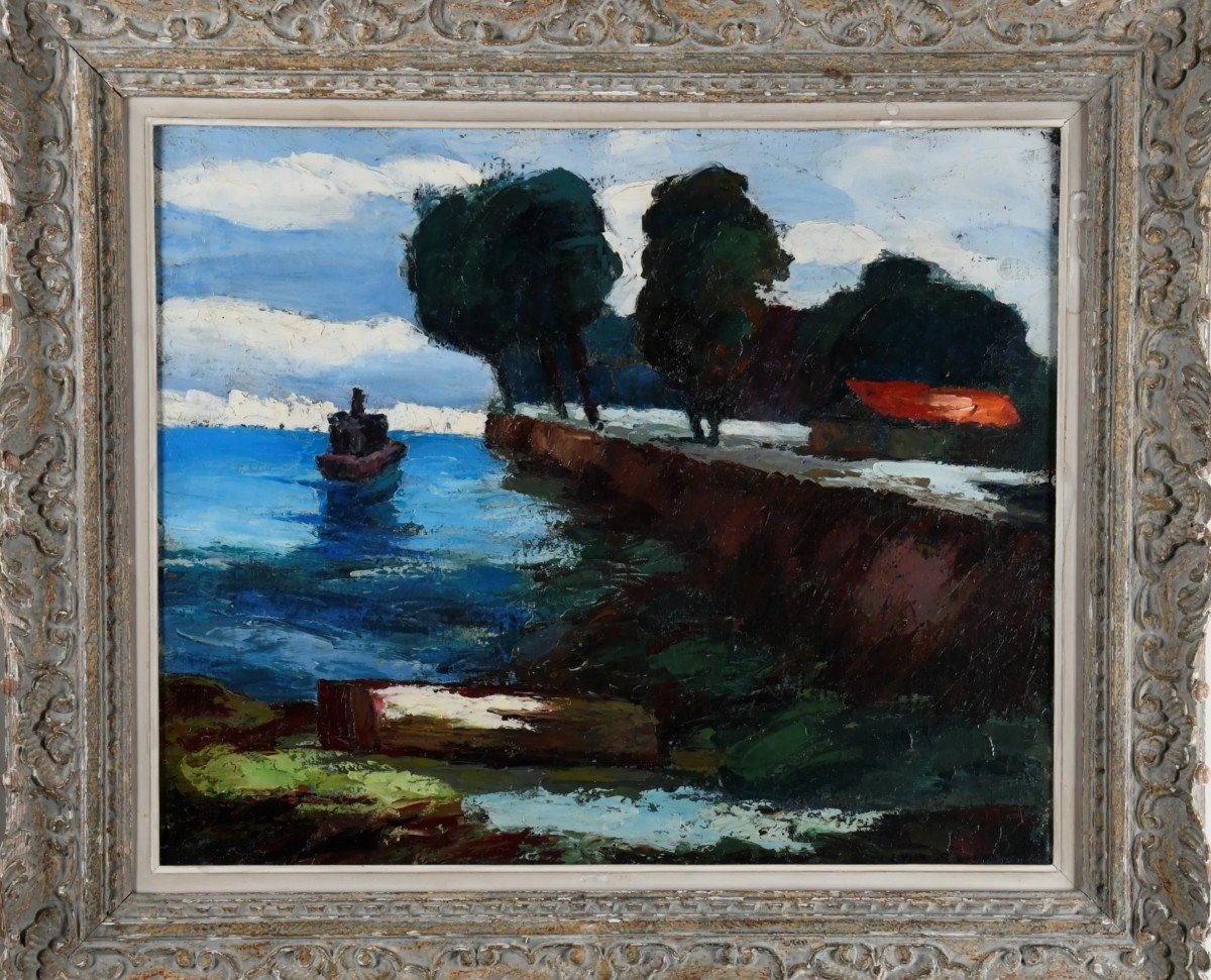 Vagh-weinmann Beautiful Old Painting Expressionist Marine Hst Frame Montparnasse Art Deco 