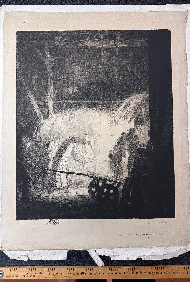 Angèle Delassale Old Engraving Portrait Blacksmiths The Forge Steel Metallurgy 1904-photo-2