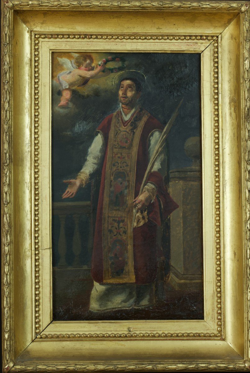 Tableau Peinture  Murillo Portrait De Saint Rodrigue Cordoue Ange Cadre Doré Fraternité  19e-photo-2