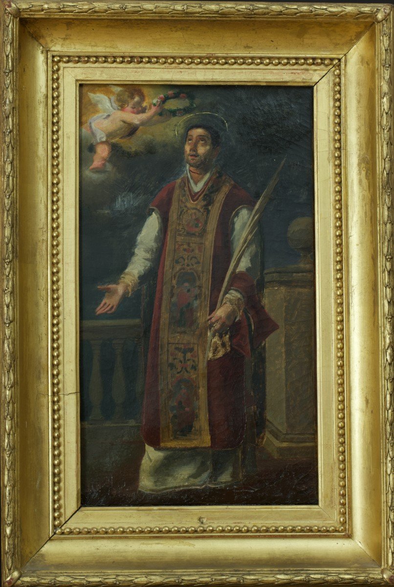 Tableau Peinture  Murillo Portrait De Saint Rodrigue Cordoue Ange Cadre Doré Fraternité  19e-photo-3