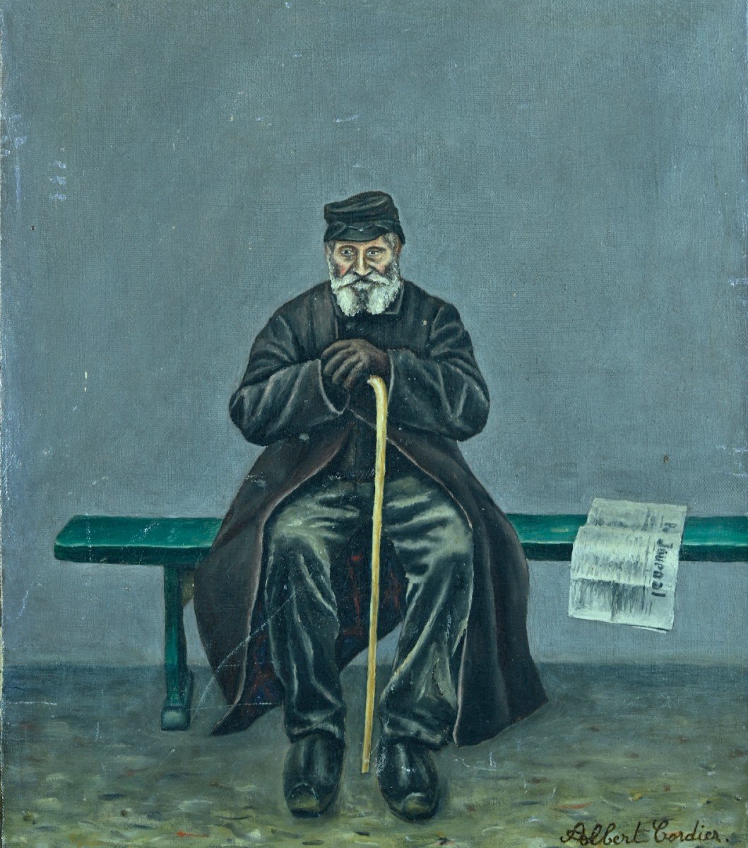 Albert Cordier Ancien  Tableau Portrait Du Père Parmentier Journal Paris Montparnasse  19e 