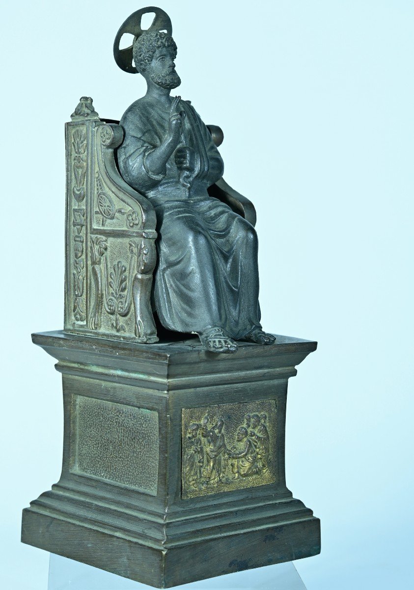 Statue saint pierre de Rome bronze du grand tour 23 cm 19 ème