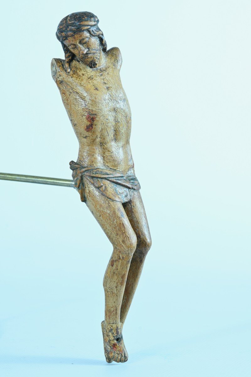  Sculpture Religieuse Espagne Christ Bois Sculpté 17ème Crucifix -photo-4