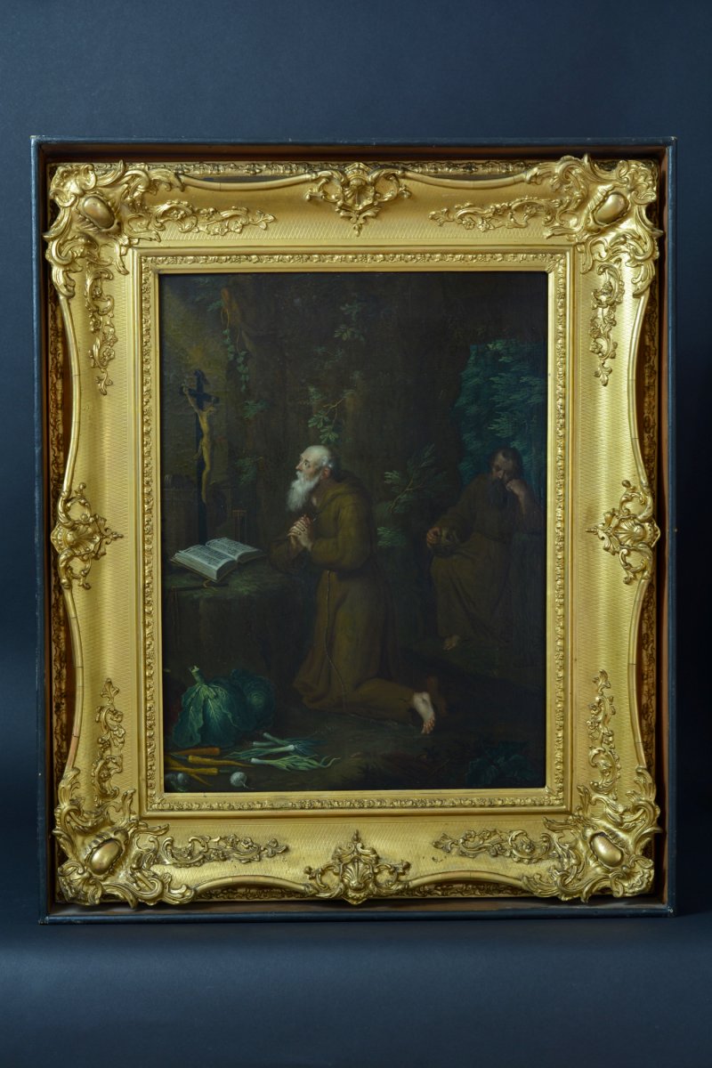 Tableau Ancien Diptyque Religieux Flamand Pieter Snyers Saint Hermite Antoine Paul-photo-3