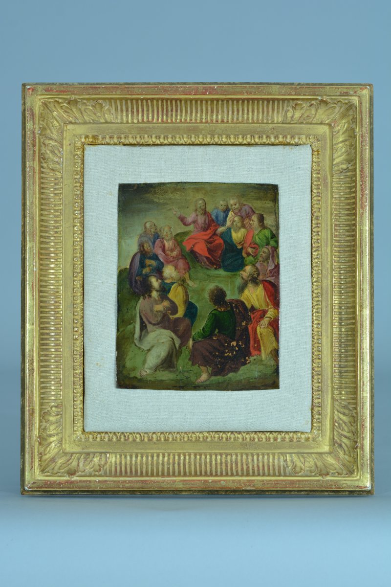  rare Tableau Ancien Religieux 17 ème Christ 12 Apôtres Mont Des Oliviers Flamand-photo-2