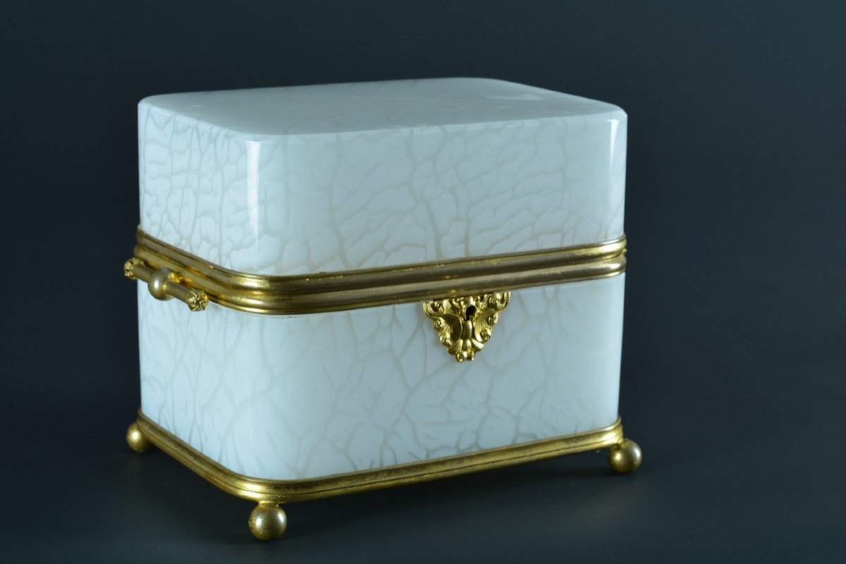 Old Large Jewelry Box Opaline And Gilt Bronze 19th-photo-3