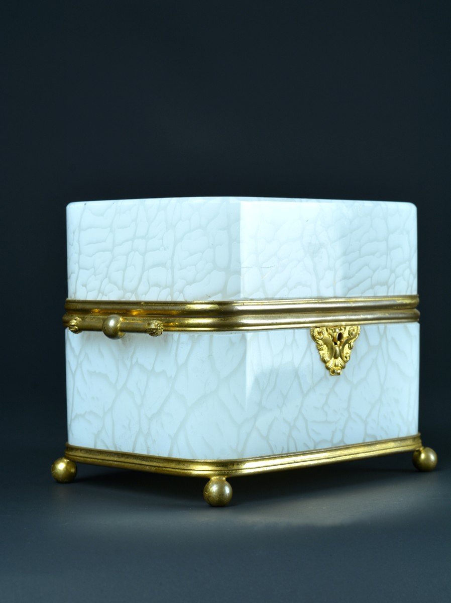 Old Large Jewelry Box Opaline And Gilt Bronze 19th-photo-5