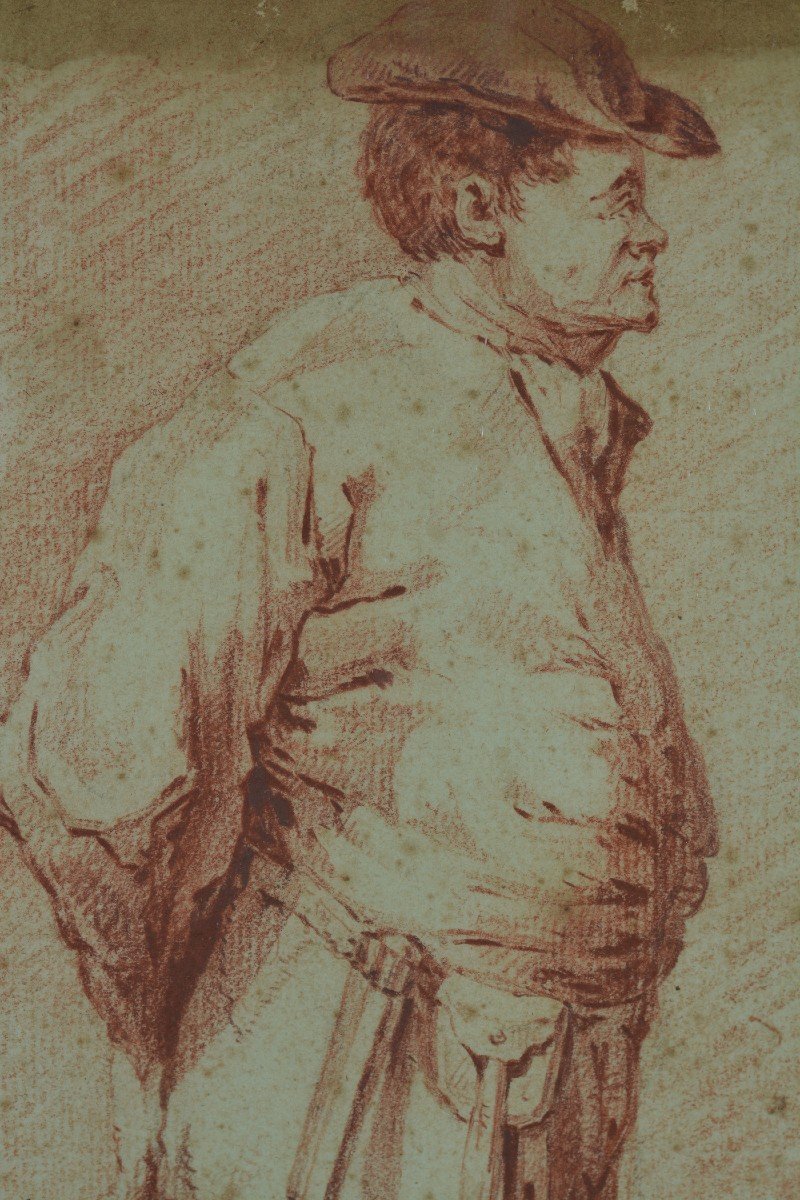 Old Sanguine Drawing 17th Portrait Of Man Flemish School Sv Rubens-photo-3