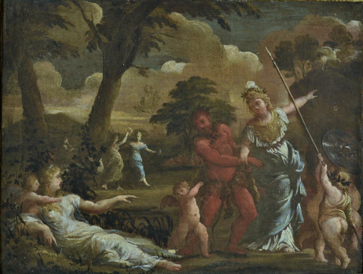 Old Mythology Landscape Painting Vice And Virtue Pegasus Sv. The Carracci 17th Baroque Ulysse -photo-2