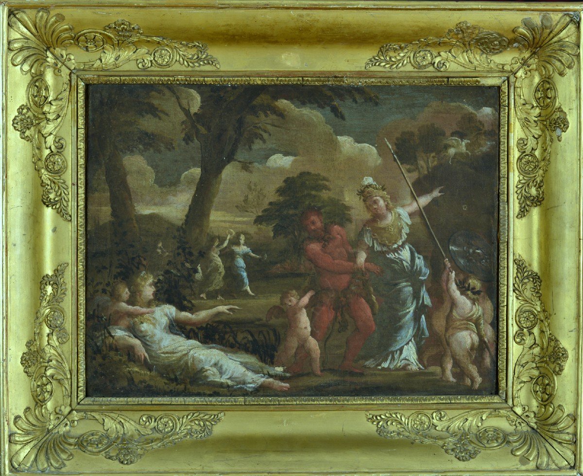 Old Mythology Landscape Painting Vice And Virtue Pegasus Sv. The Carracci 17th Baroque Ulysse 