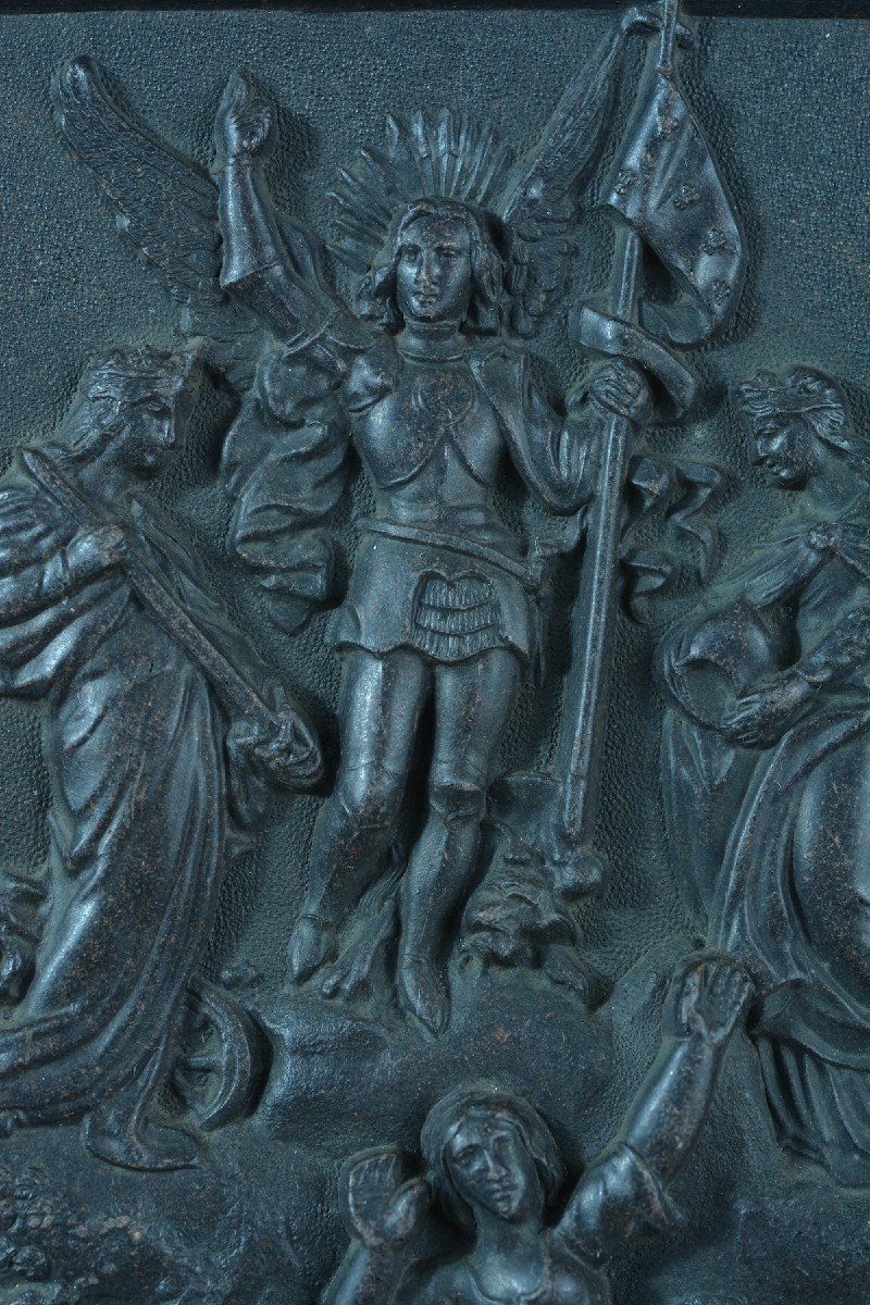 Rare ancien cadre religieux gutta percha "Jeanne d'Arc entend ses voix" archange  DOMREMI-photo-4