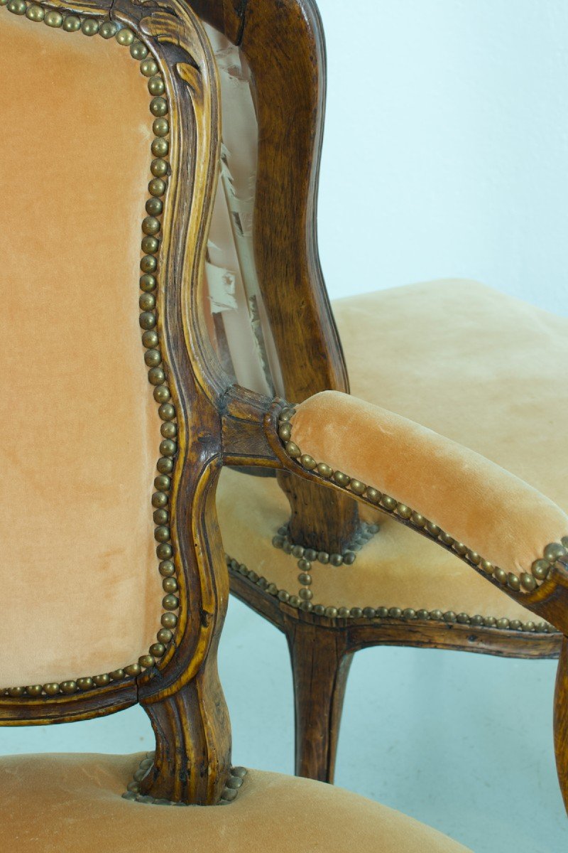 Jean Baptiste Gourdin Old Louis XV Period Salon Cabriolet Armchair Carved Wood Chair X 4-photo-6