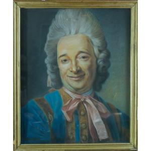 Quentin La Tour Old Painting Portrait Of Man Wig Musician 18th Pastel