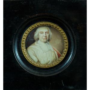 Hyacinthe Rigaud  Ancien Tableau Portrait Miniature Cardinal Fleury Perpignan 1811