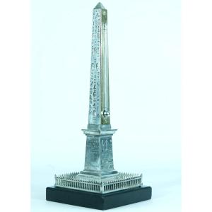 Ancien Thermomètre Obelisque Bronze Argenté Napolèon égypte égyptomanie Louxor