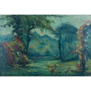 Marthe Lucas Old Painting Impressionist Landscape Parc Les Andelys Sv Lebasque Rouen