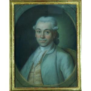 Old Painting Portrait Of A Man Jabot Wig Louis XVI Pastel 18th Sv De La Tour