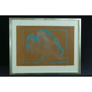 Hans Erni Modern Lithograph Naked Couple Embracing Switzerland Picasso Max Jacobs