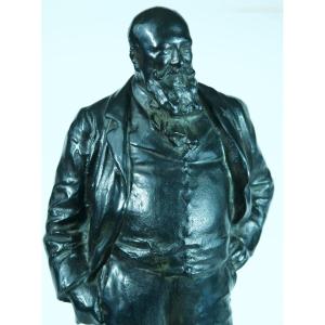 Théodore Rivière  Bronze Ancien Portrait Poète écrivain Armand Silvestre Toulouse 