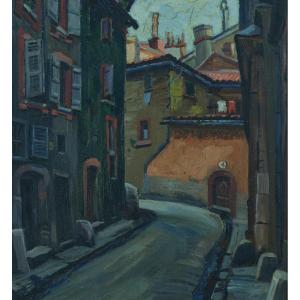 Nandor Vagh-weinmann Tableau Ancien Vieille Rue à Toulouse  Expressionniste 1930