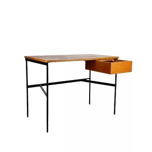 Pierre Paulin. Old Vintage Design Desk 1950 Black Lacquered Metal Deco Thonet 20th Century