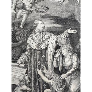 Pecheux Old Royalist Engraving Louis XVI Offering His Testament To God Brevière