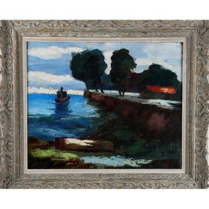 Vagh-weinmann Beautiful Old Painting Expressionist Marine Hst Frame Montparnasse Art Deco 