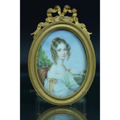 Rare Miniature Ivoiry George Hayter Ec. English Portrait Young Woman Landscape Jane Elysabeth Countess Of Ellenborough