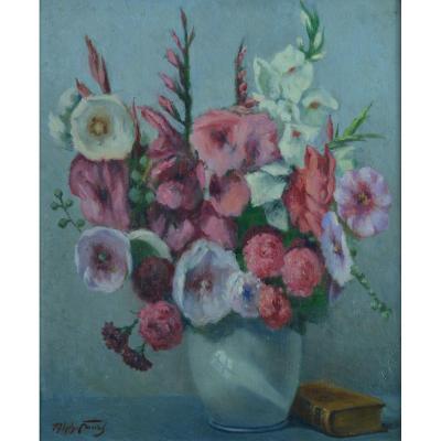 Old Table Bouquet Of Peony 1930 Still Life Carnations Frame Signed Alphonse Fauré