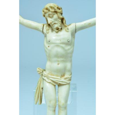 Ancien Beau Christ Corpus Christi Patiens Sculpté 18ème Religieux Crucifix Ivoire 