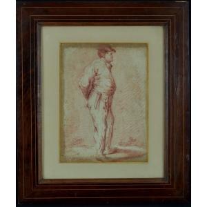 Old Sanguine Drawing 17th Portrait Of Man Flemish School Sv Rubens