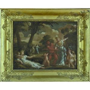 Tableau Ancien Paysage Ulysse Mythologie Le Vice Et La Vertu Pégase Sv. Le Carrache 17e Baroque Odyssée 