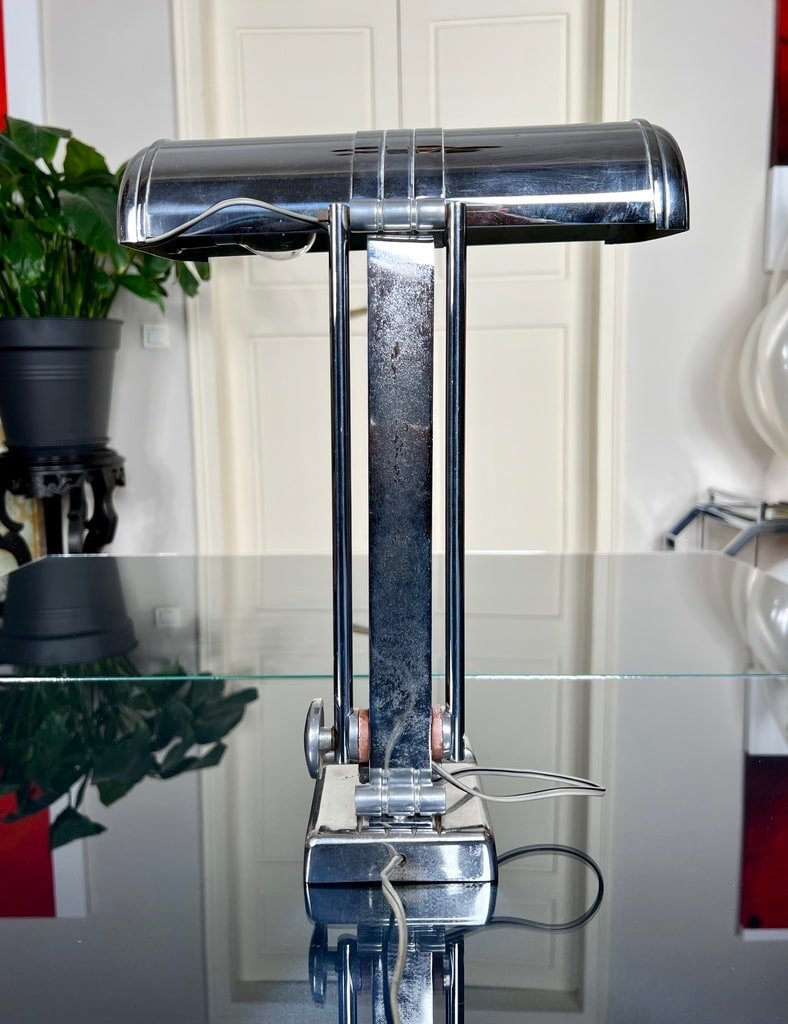 Modernist Art Deco Chrome Metal Desk Lamp-photo-2