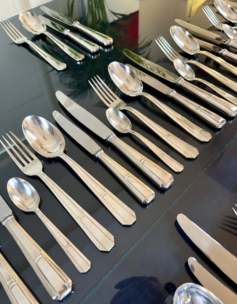 Couverts De Table En Métal Blanc - Ménagère Art Déco -photo-4