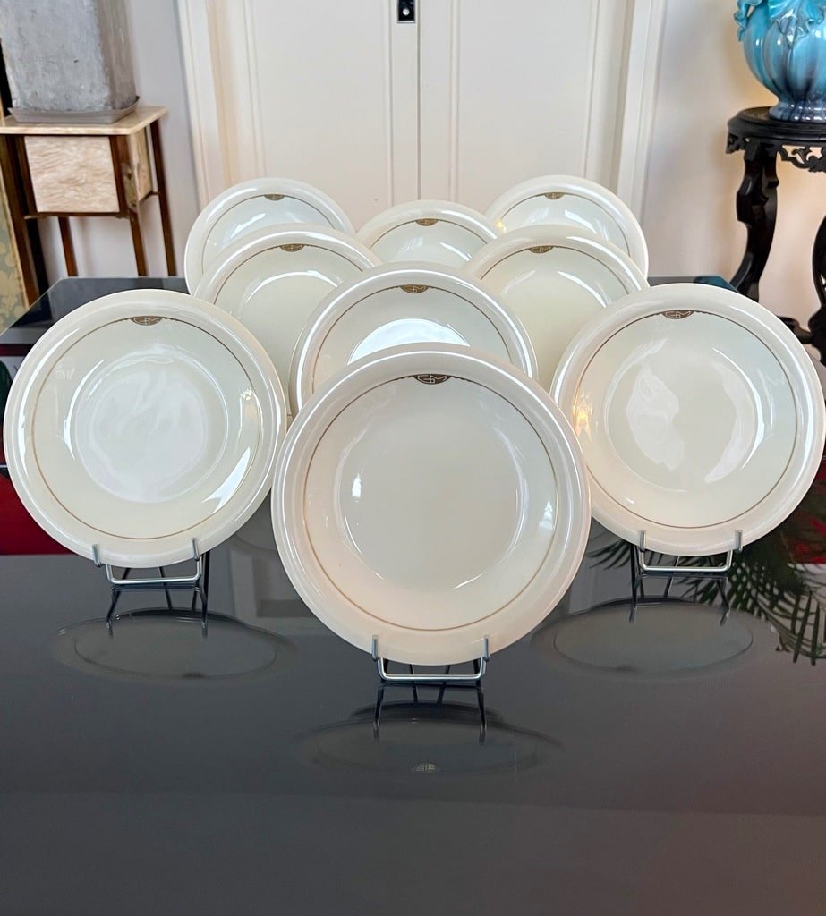 Art Deco Porcelain Dessert Plates - Monograms - Rouard - Hutschenreuther-photo-1