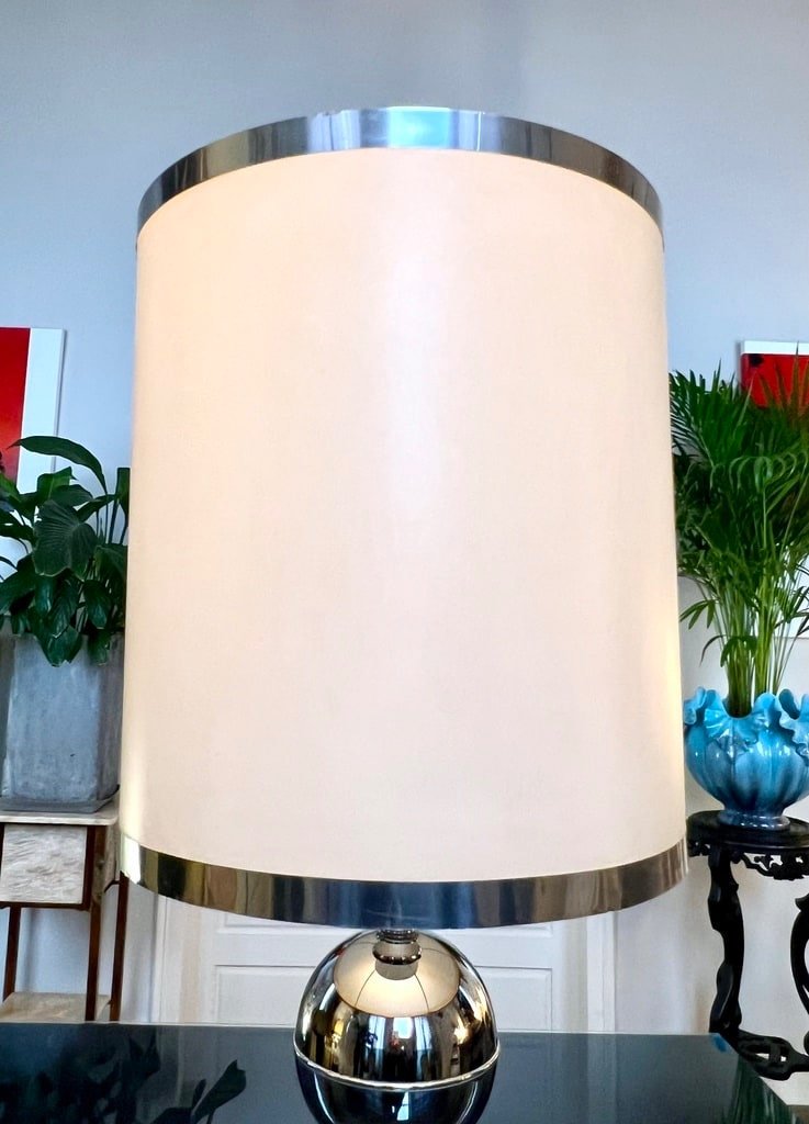 Chromed Metal Living Room Lamp - Space Age - Vintage Lighting -photo-2