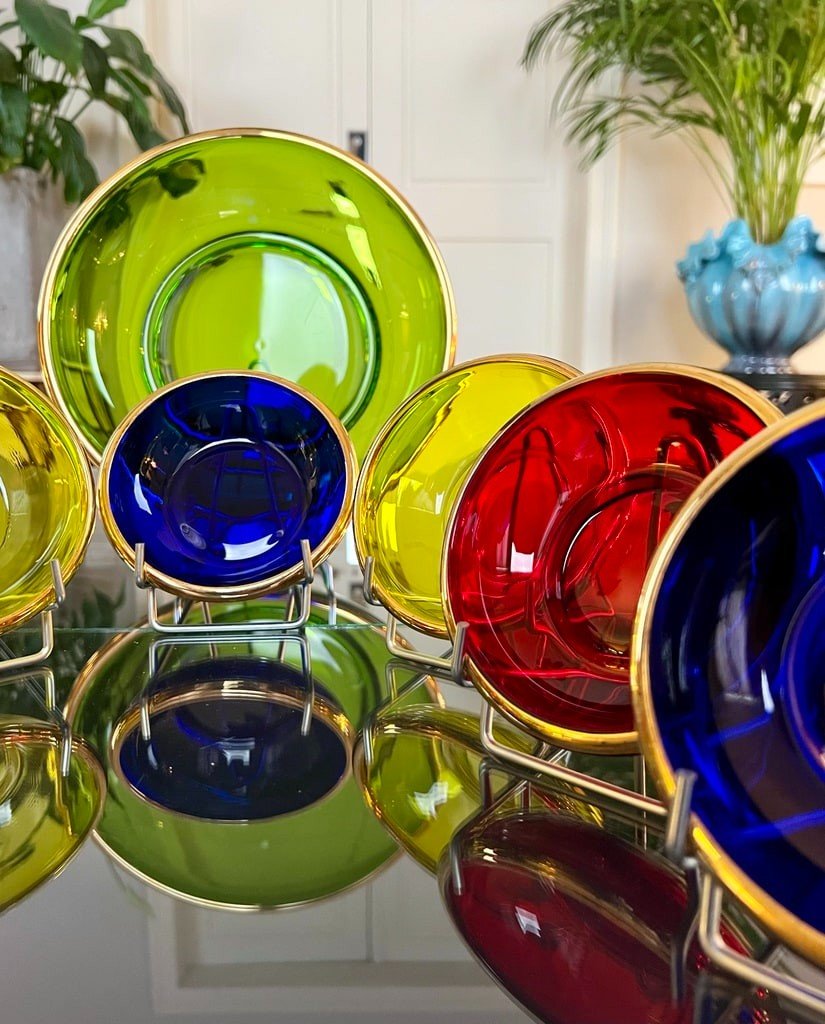 Vintage Multicolored Glass Dessert Set -photo-4