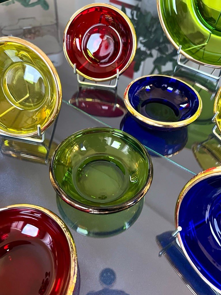 Vintage Multicolored Glass Dessert Set -photo-6