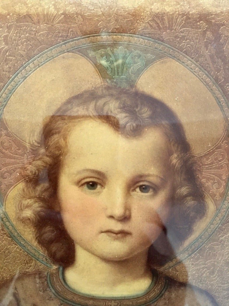 Painted Religious Portrait Fixed Under Glass -photo-2