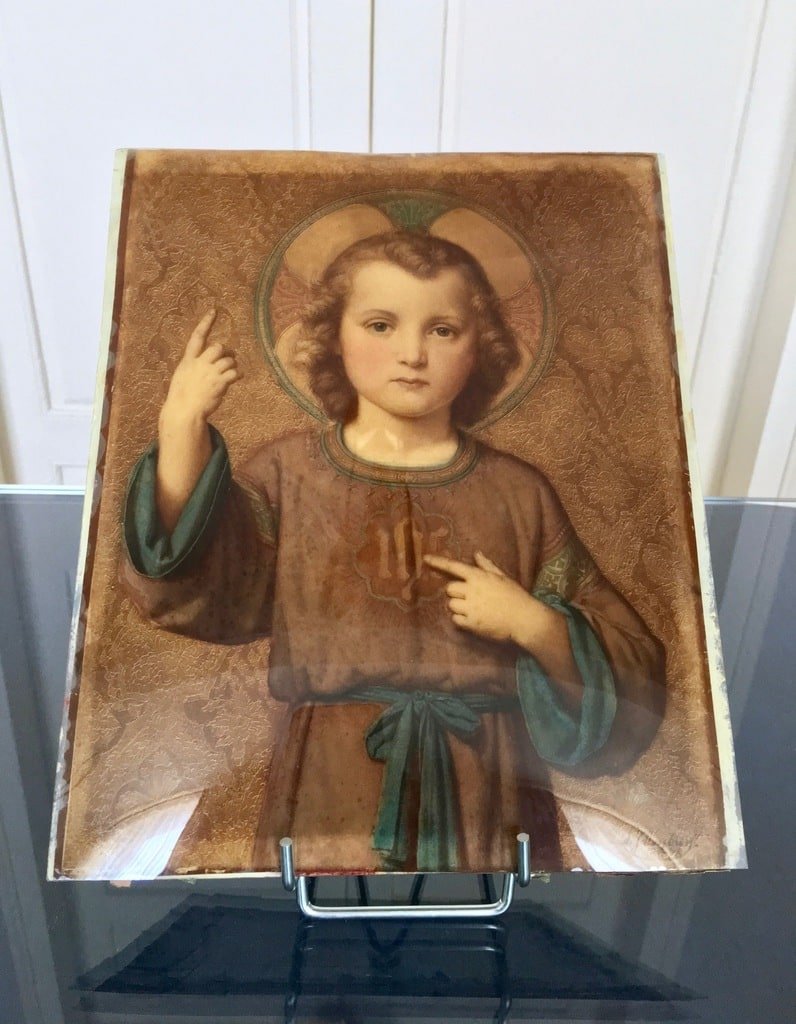 Painted Religious Portrait Fixed Under Glass -photo-3