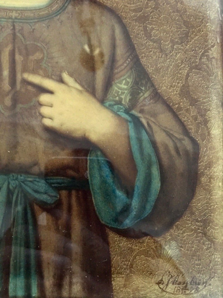 Painted Religious Portrait Fixed Under Glass -photo-4