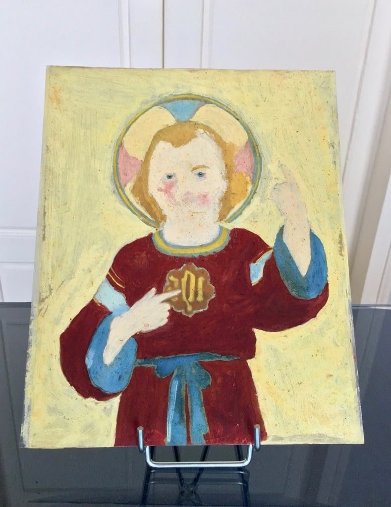 Painted Religious Portrait Fixed Under Glass -photo-4