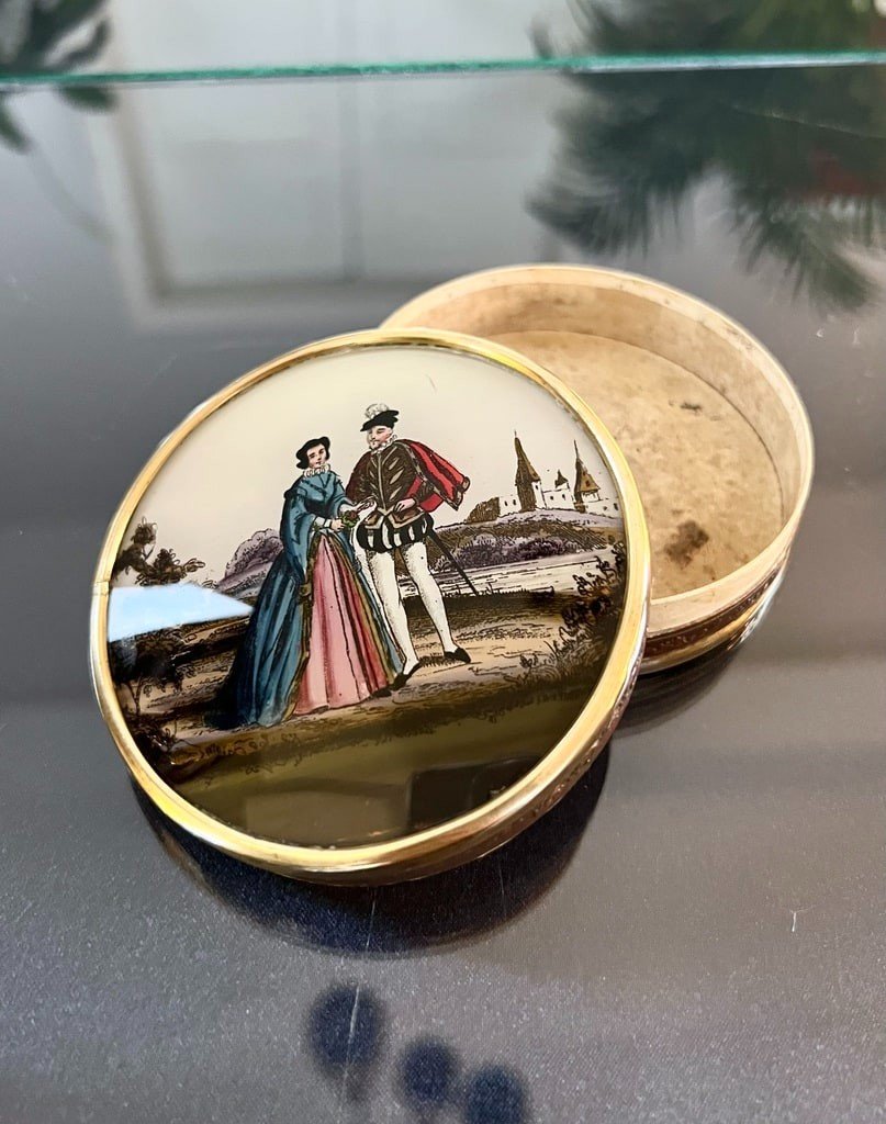 Candy Dragee Box - Brass Paint Fixed Under Glass -photo-1