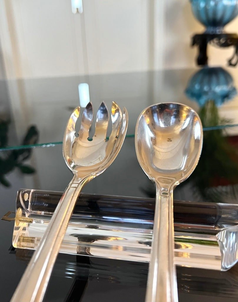 Art Deco Silver Plated Serving Spoons - Salad Servers-photo-3