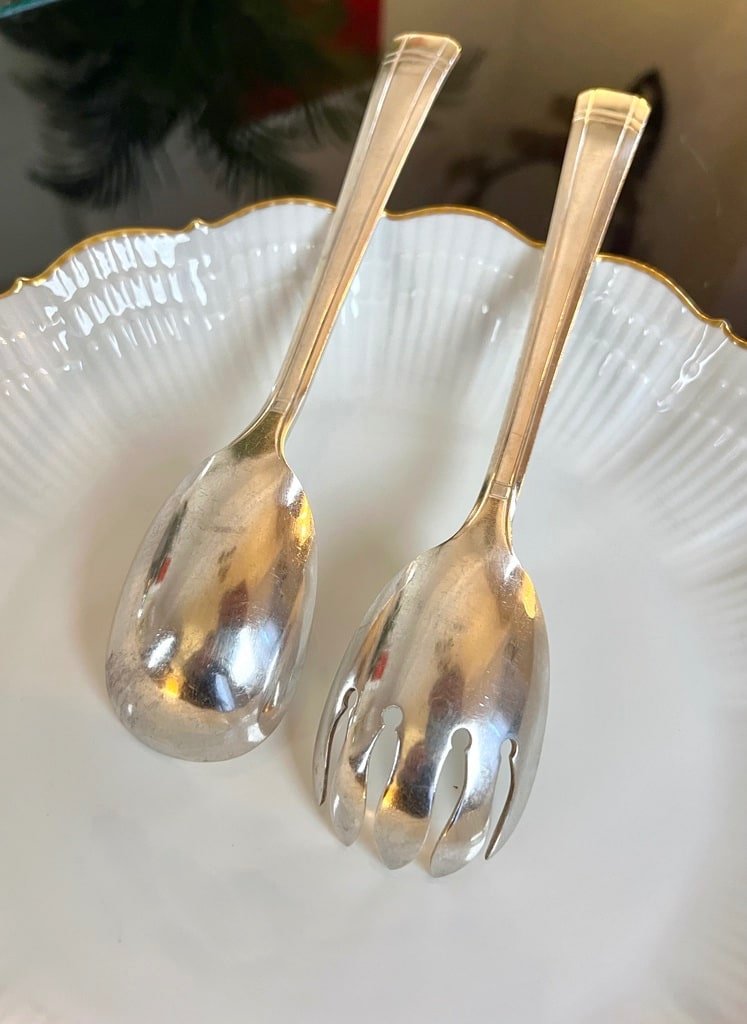 Art Deco Silver Plated Serving Spoons - Salad Servers-photo-4