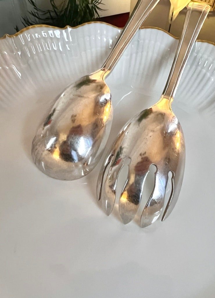 Art Deco Silver Plated Serving Spoons - Salad Servers-photo-2