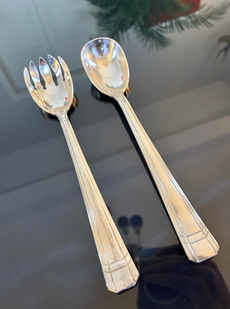 Art Deco Silver Plated Serving Spoons - Salad Servers-photo-4