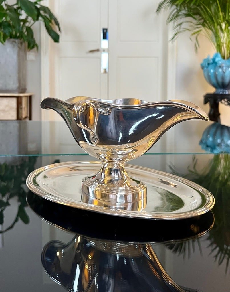 Silver Plated Sauce Boat With Tray - Goldsmith Charles Christofle