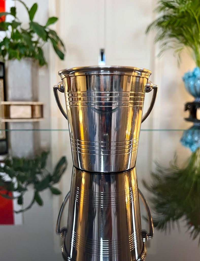 Vintage Silver Metal Ice Bucket - Table Accessory - Orfèvre Saint Médard 